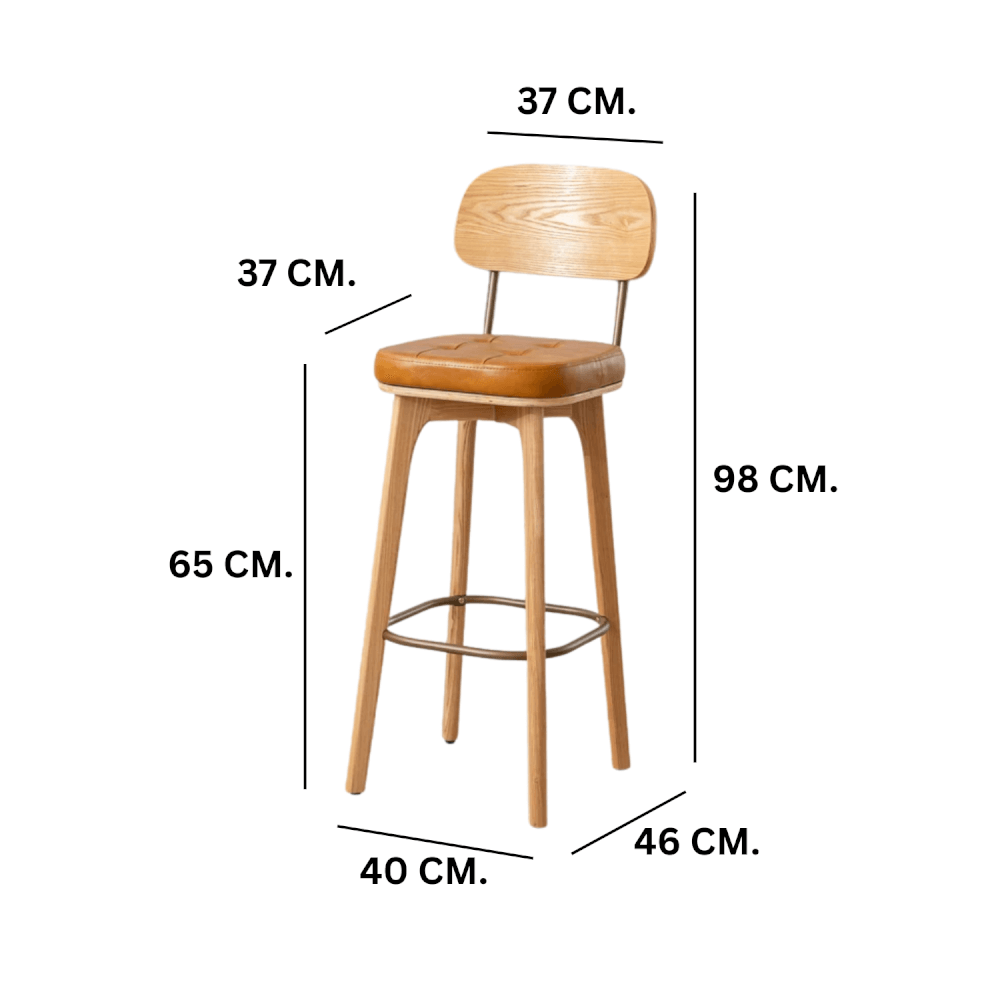 เก้าอี้บาร์ MY DOLLS HOUSE COCO 65 ซม. สีไม้อ่อน เบาะสีน้ำตาล